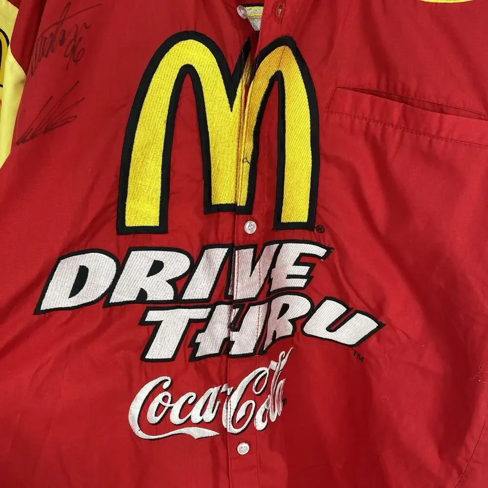Vintage McDonalds NASCAR Racing Team Shirt Andy Houston Signed Mens L - Picture 6 of 9